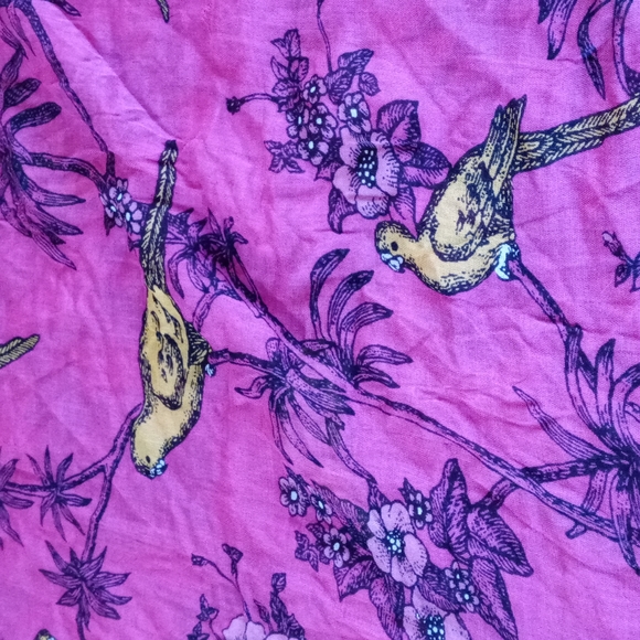 Florence Broadhurst Exclusive Bird & Floral Print Tassel Scarf NWT - Picture 5 of 5